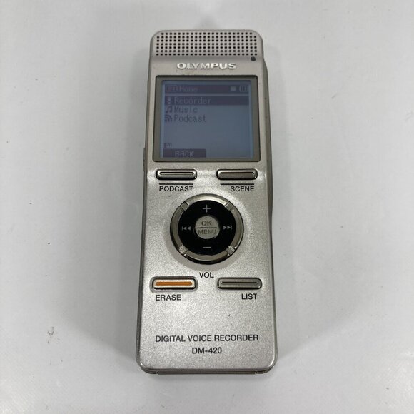 Olympus Digital Voice Recorder DM-420 Silver Handheld 2GB Internal Memory TESTED - Picture 2 of 8